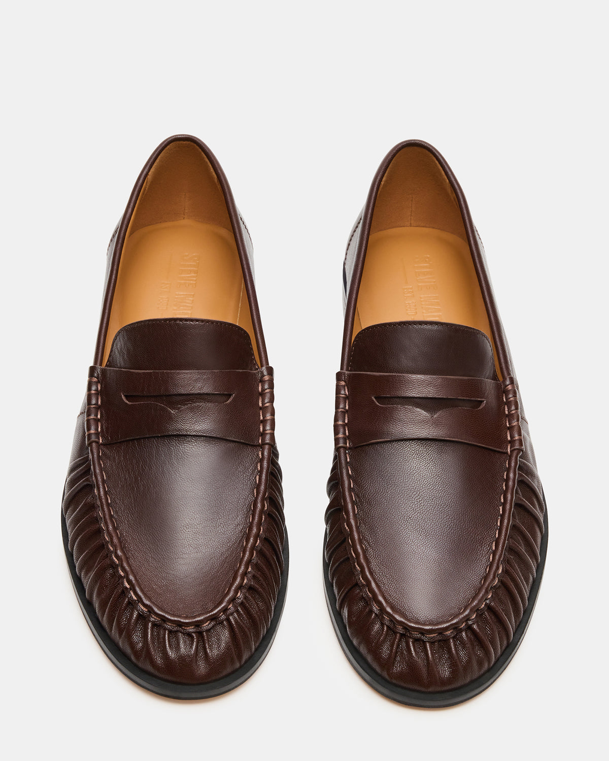 QUINCEY Brown Leather Slip-On Men's Loafer - Steve Madden