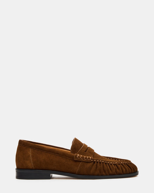 QUINCEY Chestnut Suede Slip-On Men's Loafer - Steve Madden