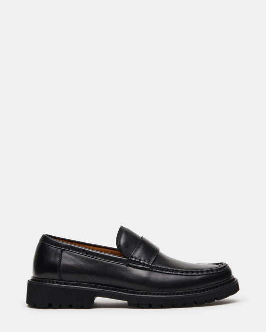 BRODIE Black Slip-On Lug Men's Loafer - Steve Madden