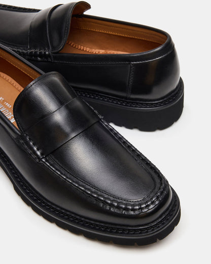 BRODIE Black Slip-On Lug Men's Loafer - Steve Madden