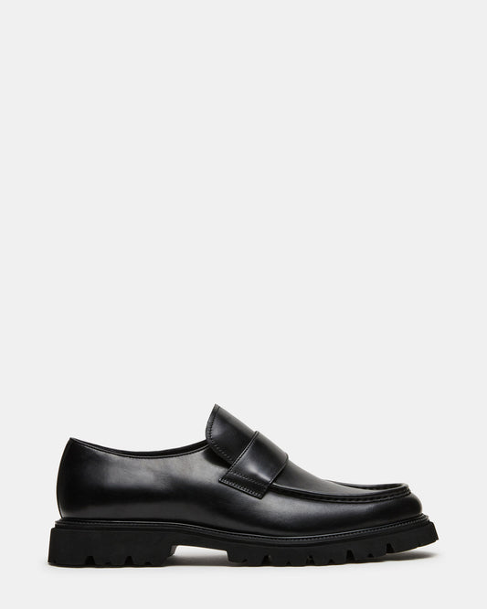 RADKIN Black Leather Slip-On Dress Men's Loafer - Steve Madden