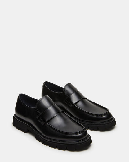 RADKIN Black Leather Slip-On Dress Men's Loafer - Steve Madden