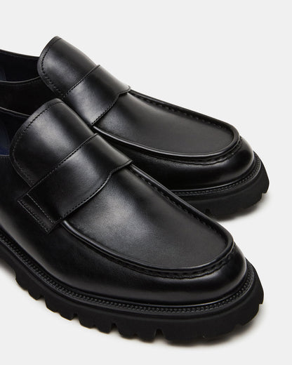 RADKIN Black Leather Slip-On Dress Men's Loafer - Steve Madden