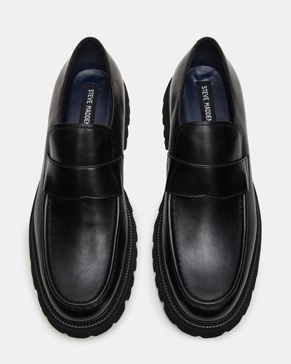RADKIN Black Leather Slip-On Dress Men's Loafer - Steve Madden