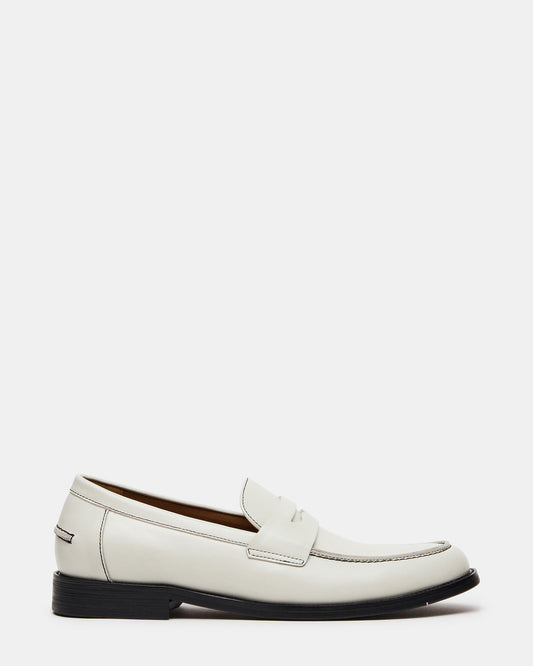 NATAN White Leather Slip-On Dress Men's Loafer - Steve Madden