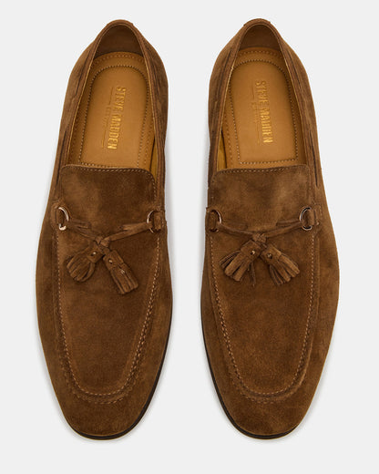 LOGAN Cognac Suede Tassel Slip-On Men's Loafer - Steve Madden