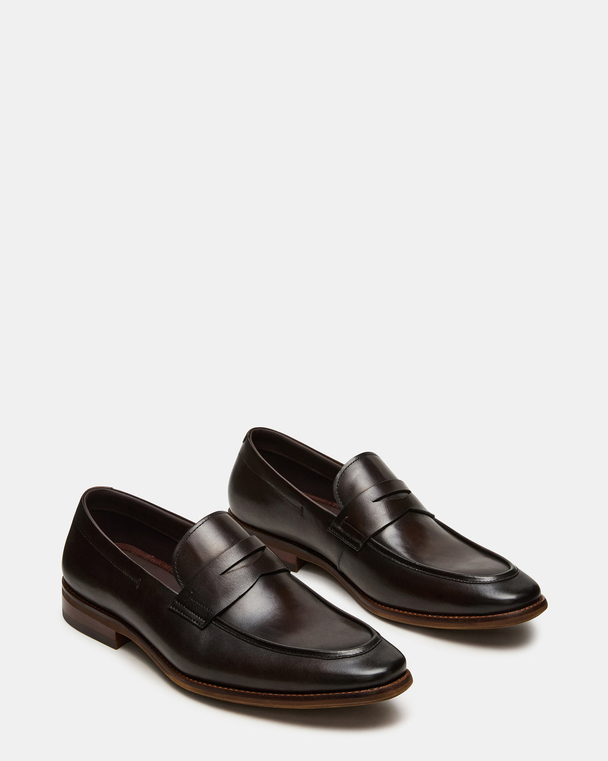 LIGHTNING Brown Leather Round-Toe Slip-On Men's Loafer - Steve Madden