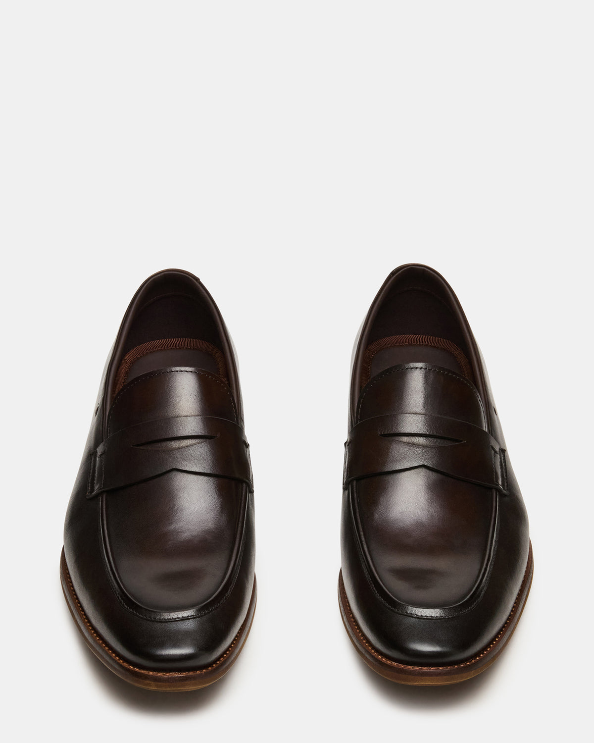 LIGHTNING Brown Leather Round-Toe Slip-On Men's Loafer - Steve Madden