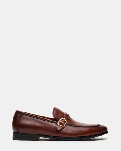 CHAPLIN Tan Leather Woven-Strap Buckle Slip-On Men's Loafer - Steve Madden