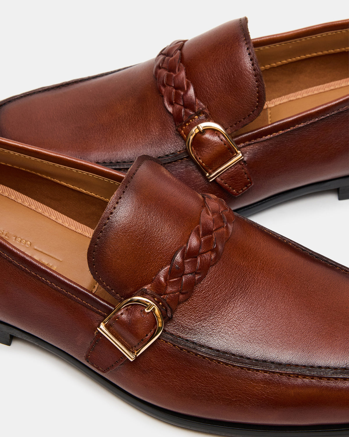 CHAPLIN Tan Leather Woven-Strap Buckle Slip-On Men's Loafer - Steve Madden