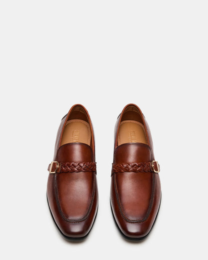 CHAPLIN Tan Leather Woven-Strap Buckle Slip-On Men's Loafer - Steve Madden