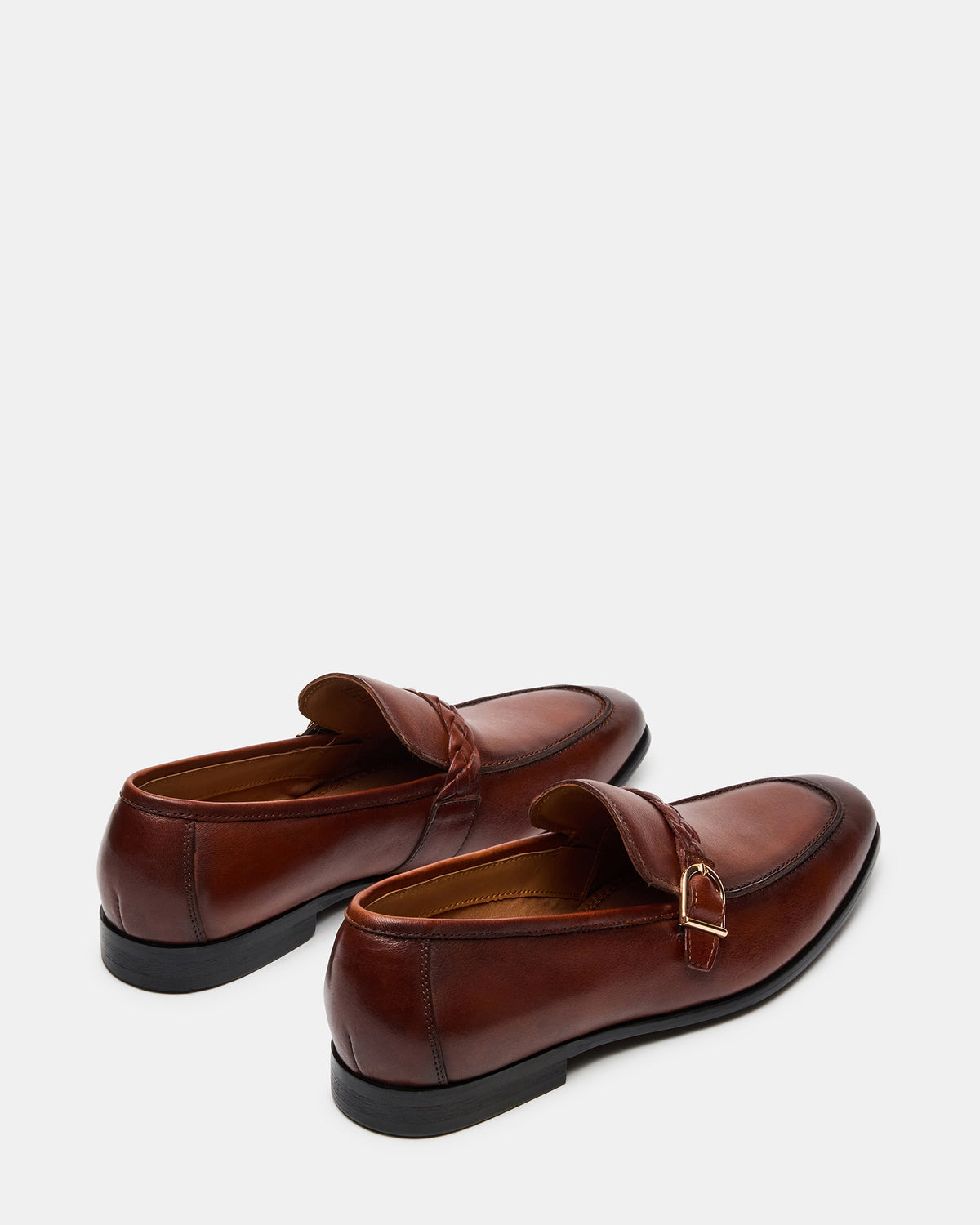 CHAPLIN Tan Leather Woven-Strap Buckle Slip-On Men's Loafer - Steve Madden