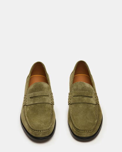 HUCKLE Green Suede Slip-On Men's Loafer - Steve Madden