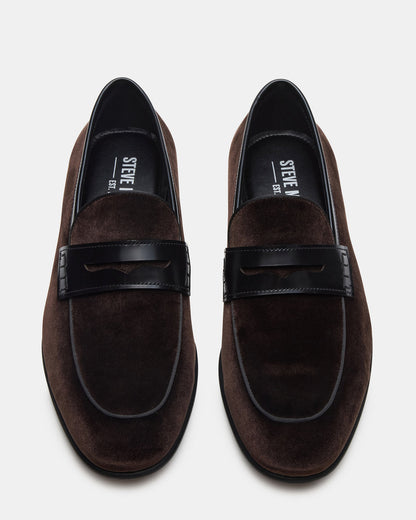 YARDLY Brown Velvet Slip-On Men's Dress Loafer - Steve Madden
