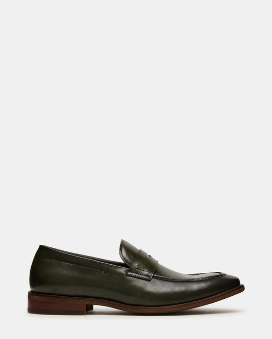 LIGHTNING Dark Green Round-Toe Slip-On Men's Loafer - Steve Madden