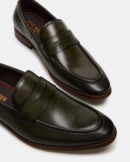LIGHTNING Dark Green Round-Toe Slip-On Men's Loafer - Steve Madden