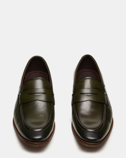 LIGHTNING Dark Green Round-Toe Slip-On Men's Loafer - Steve Madden