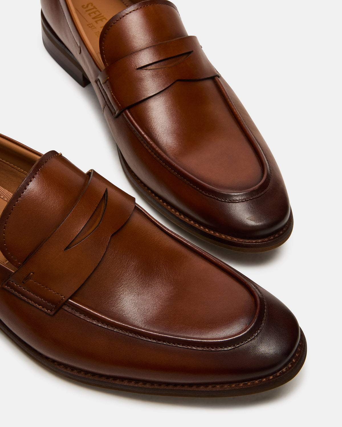 LIGHTNING Tan Leather Round-Toe Slip-On Men's Loafer - Steve Madden