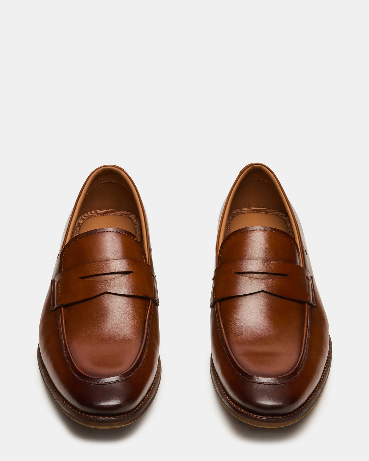 LIGHTNING Tan Leather Round-Toe Slip-On Men's Loafer - Steve Madden