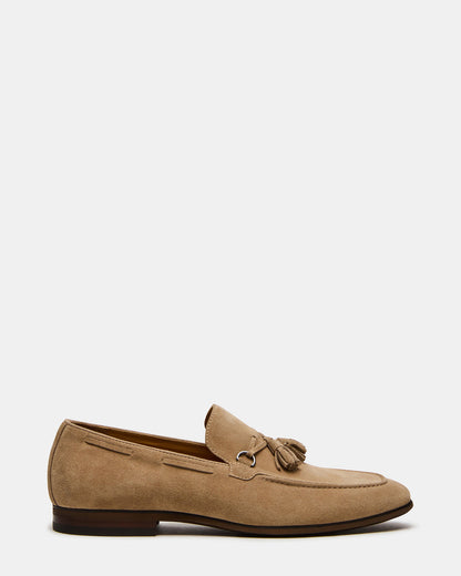 LOGAN Taupe Suede Tassel Slip-On Men's Loafer - Steve Madden