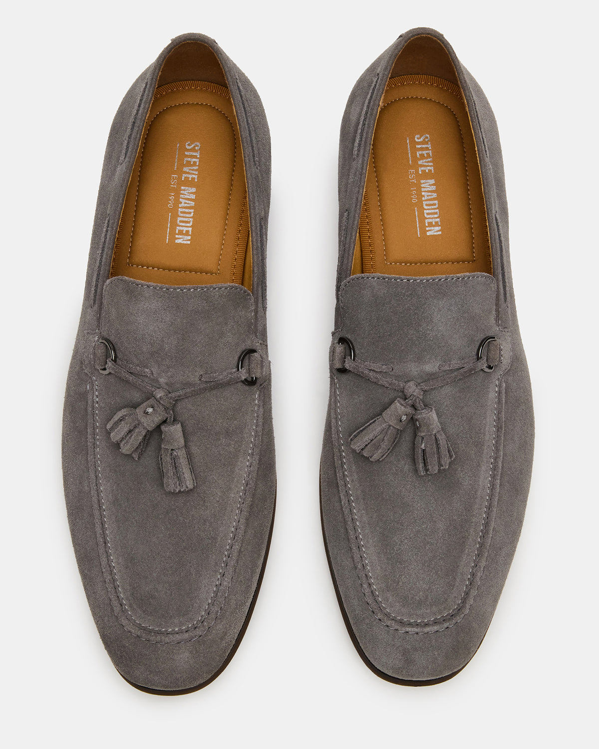 LOGAN Light Grey Suede Tassel Slip-On Men's Loafer - Steve Madden