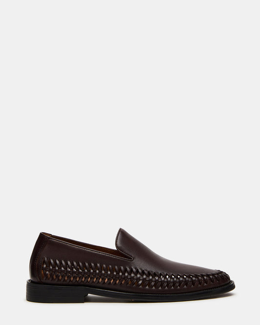 NAPOLI Brown Leather Slip-On Woven Men's Loafer - Steve Madden