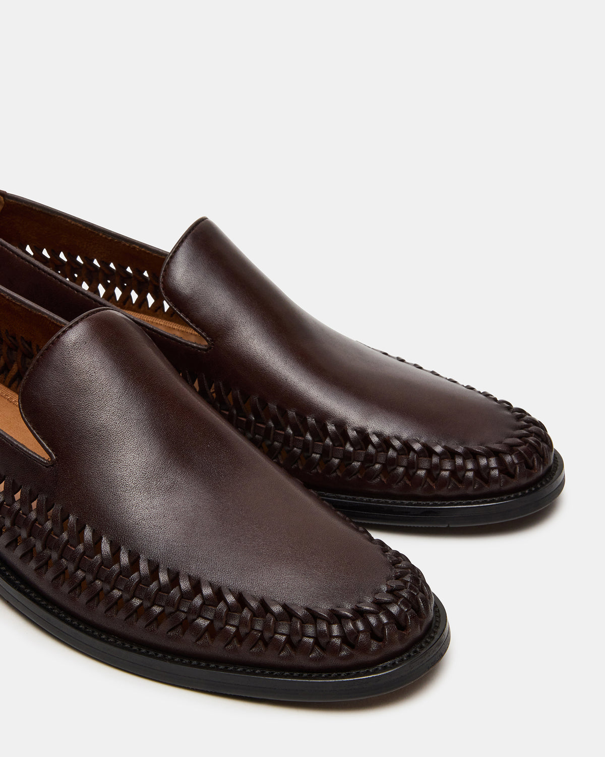 NAPOLI Brown Leather Slip-On Woven Men's Loafer - Steve Madden
