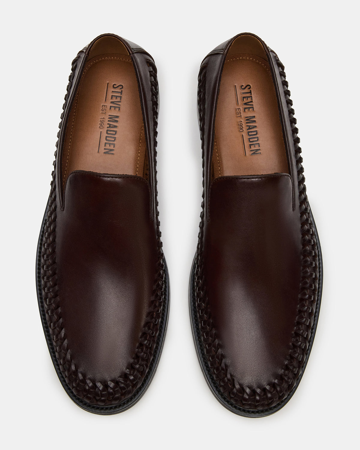 NAPOLI Brown Leather Slip-On Woven Men's Loafer - Steve Madden