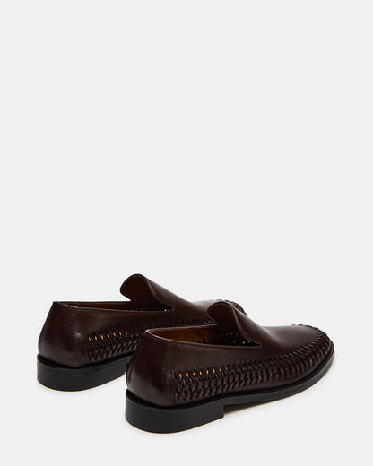 NAPOLI Brown Leather Slip-On Woven Men's Loafer - Steve Madden