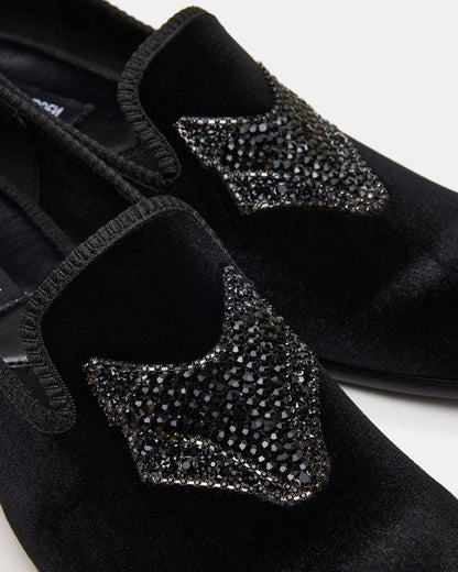 FINN Black Velvet Rhinestone Fox Head Design Slip-On Men's Loafer - Steve Madden