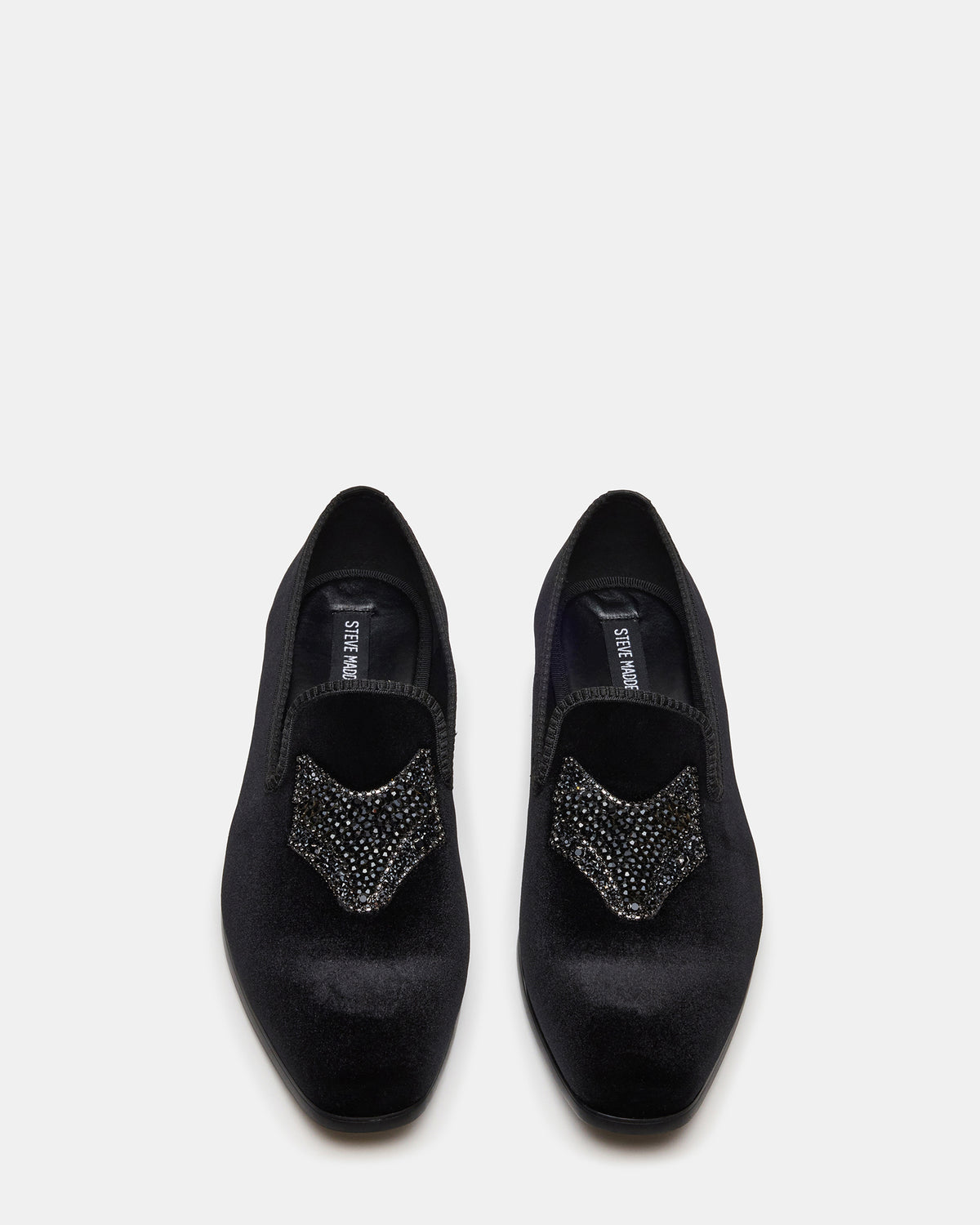 FINN Black Velvet Rhinestone Fox Head Design Slip-On Men's Loafer - Steve Madden