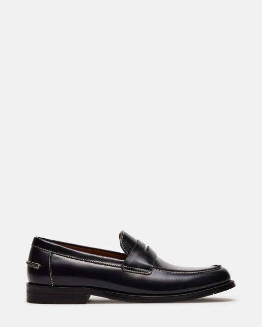 NATAN Black Leather Slip-On Dress Loafer | Men's Loafers - Steve Madden
