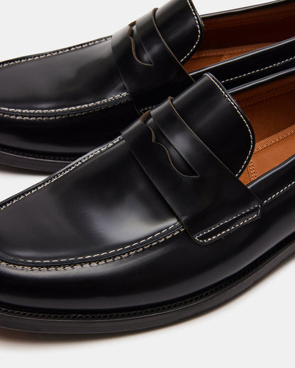 NATAN Black Leather Slip-On Dress Loafer | Men's Loafers - Steve Madden