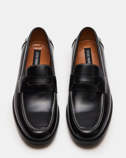 NATAN Black Leather Slip-On Dress Loafer | Men's Loafers - Steve Madden
