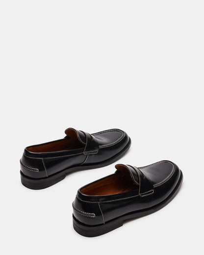 NATAN Black Leather Slip-On Dress Loafer | Men's Loafers - Steve Madden