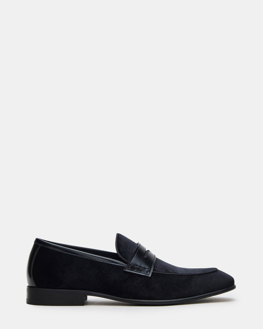 YARDLY Black Velvet Slip-On Men's Dress Loafer - Steve Madden