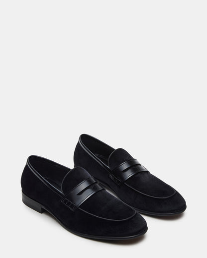 YARDLY Black Velvet Slip-On Men's Dress Loafer - Steve Madden