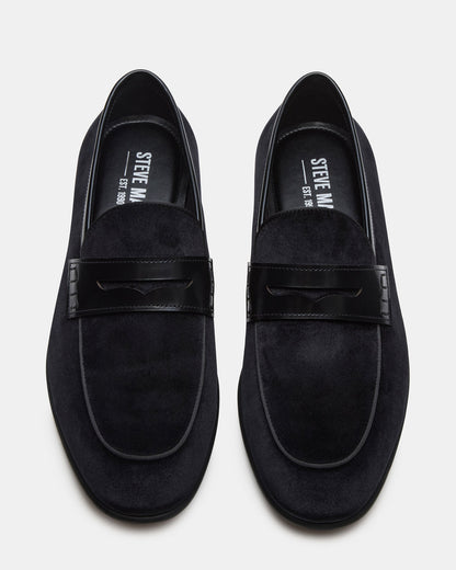 YARDLY Black Velvet Slip-On Men's Dress Loafer - Steve Madden