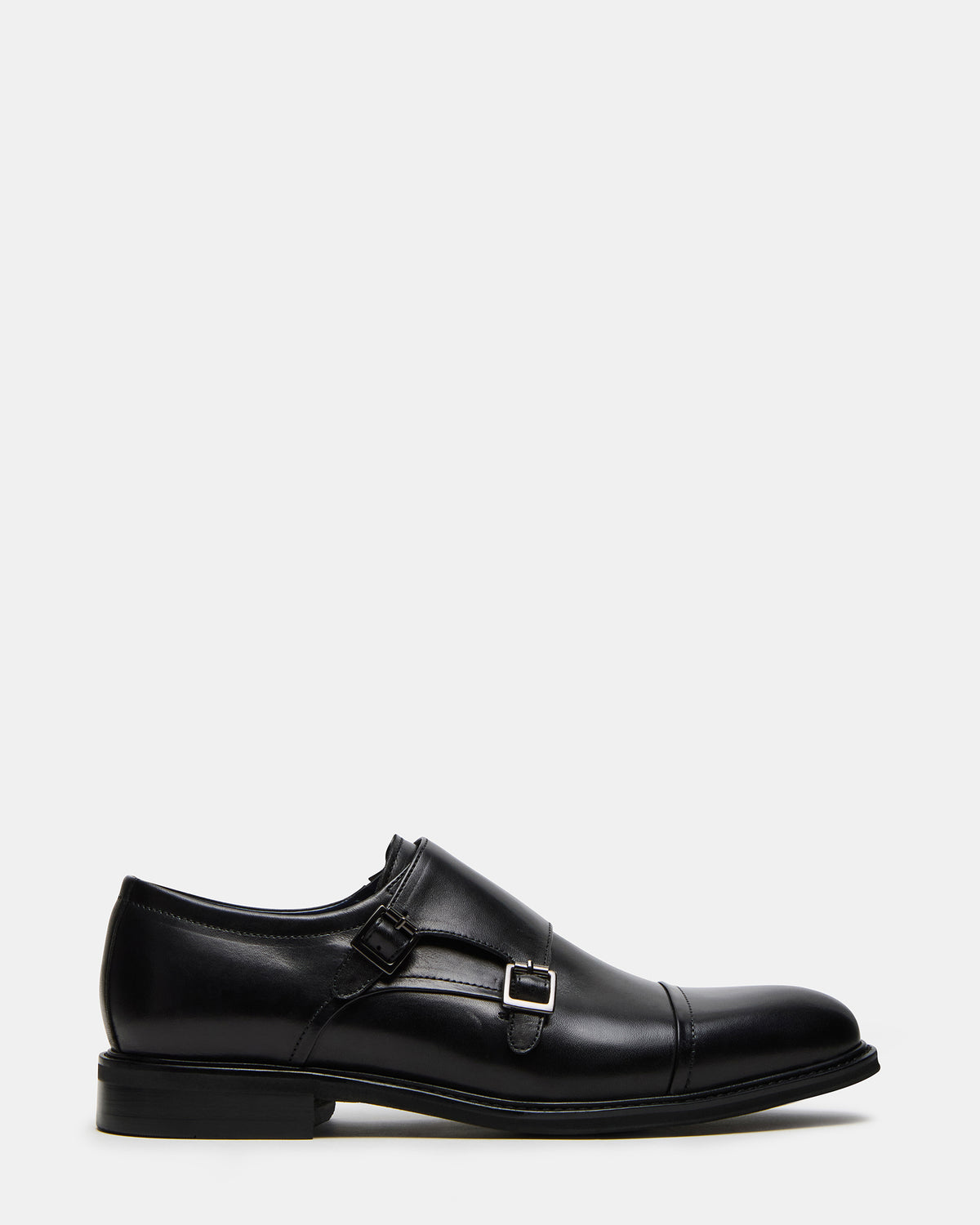 HARAN Black Leather Men's Buckle Strap Dress Shoe - Steve Madden