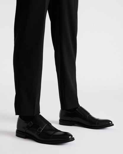 HARAN Black Leather Men's Buckle Strap Dress Shoe - Steve Madden