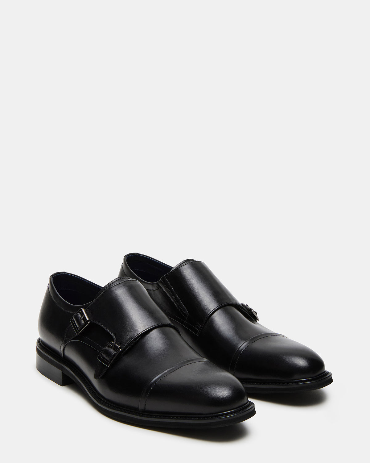 HARAN Black Leather Men's Buckle Strap Dress Shoe - Steve Madden