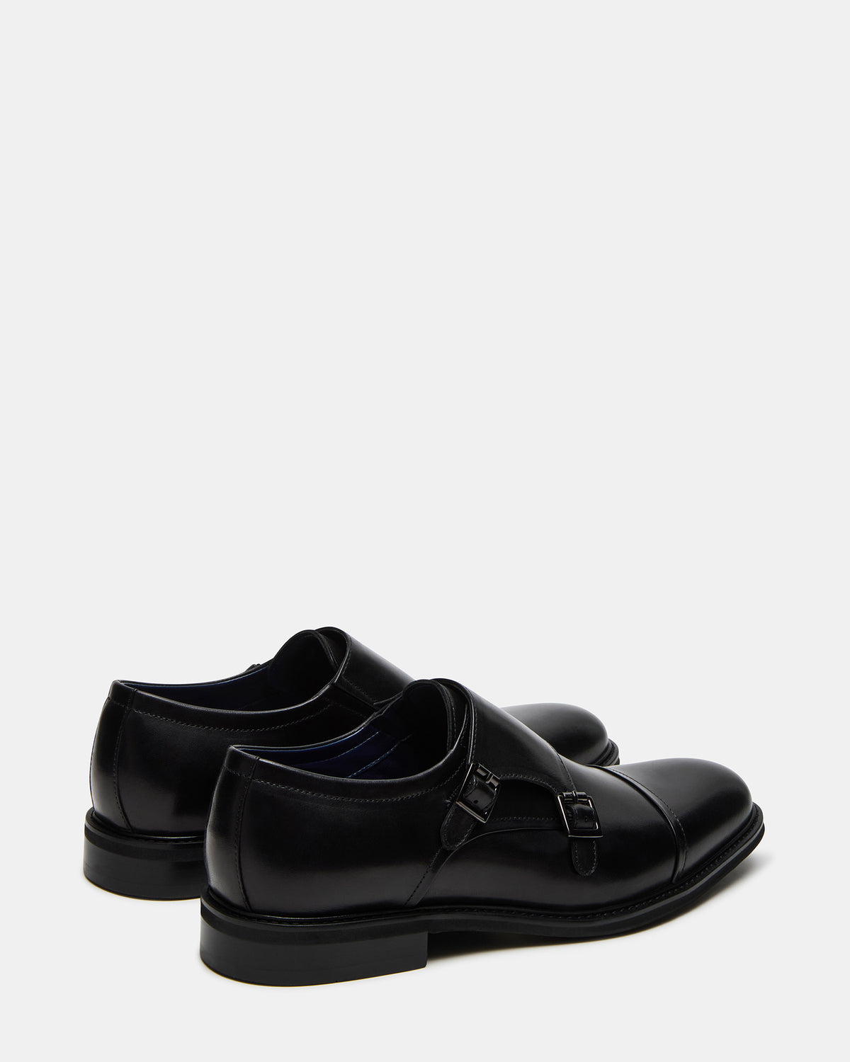 HARAN Black Leather Men's Buckle Strap Dress Shoe - Steve Madden