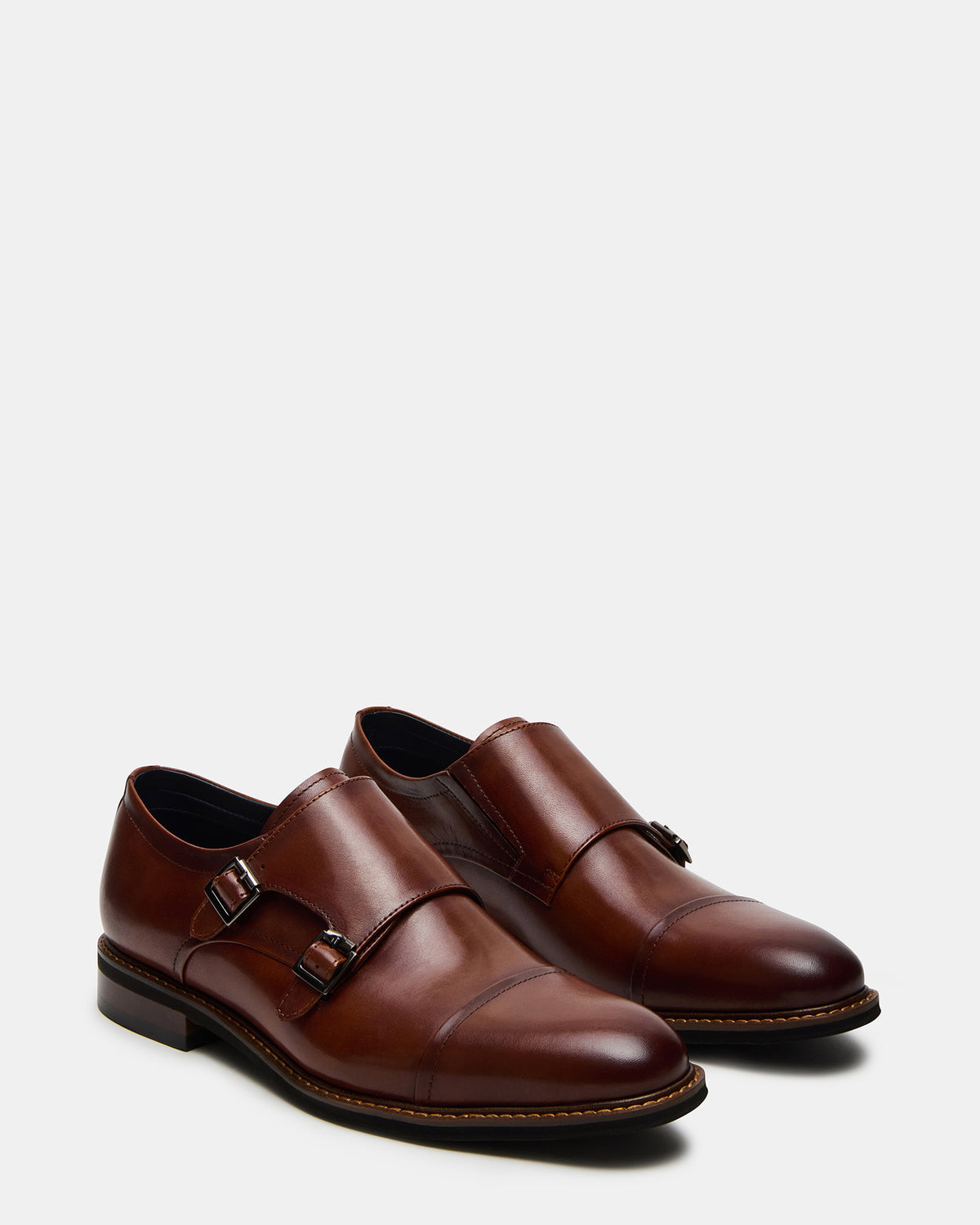 HARAN Tan Leather Men's Buckle Strap Dress Shoe - Steve Madden