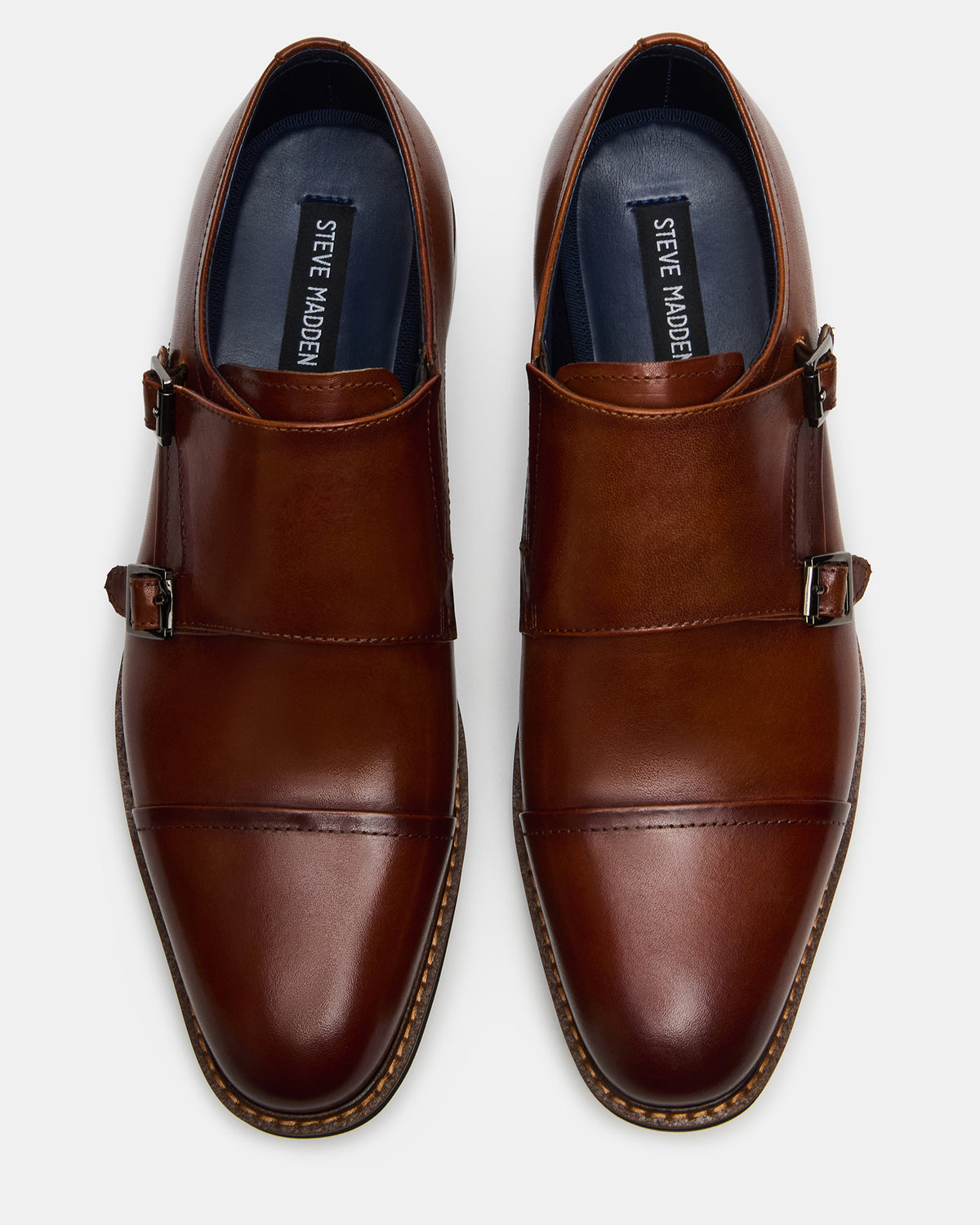 HARAN Tan Leather Men's Buckle Strap Dress Shoe - Steve Madden