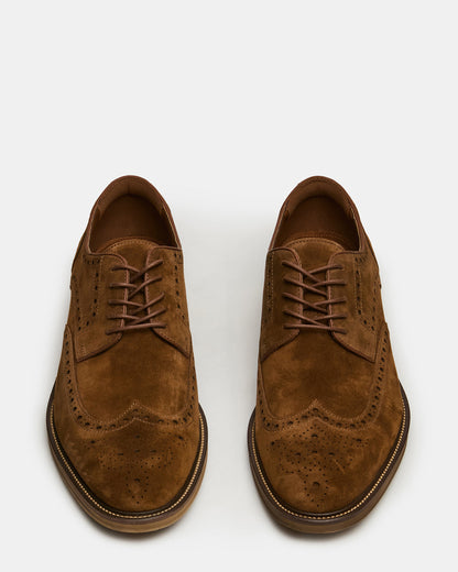 ESTEBAN Cognac Lace-Up Perforated Oxford Men's Dress Shoe - Steve Madden