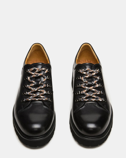 TURBO Black Leather Lace-Up Dress Shoe - Steve Madden