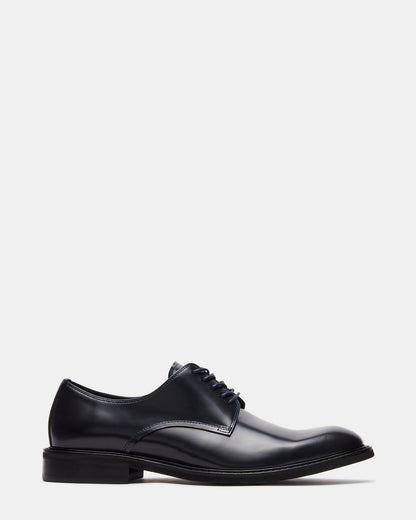 HADAR Navy Box Leather Lace-Up Oxford Dress Shoe | Men's Dress Shoes - Steve Madden