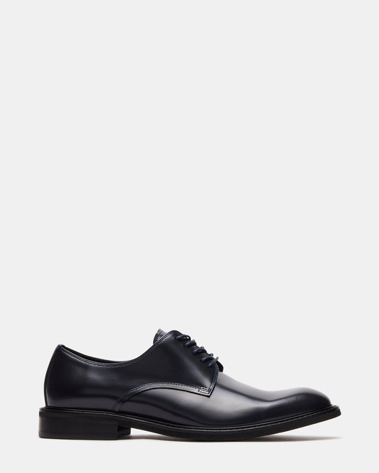 HADAR Navy Box Leather Lace-Up Oxford Dress Shoe | Men's Dress Shoes - Steve Madden