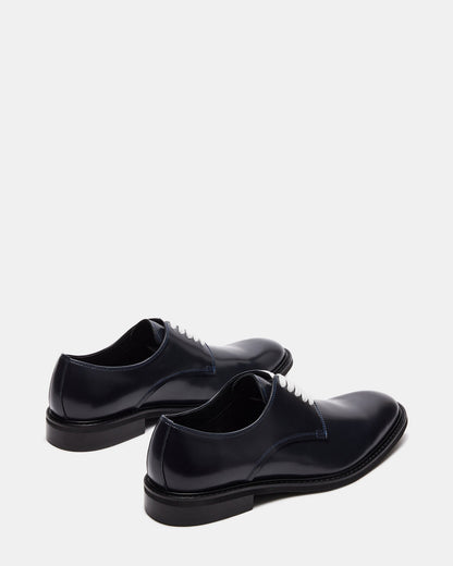 HADAR Navy Box Leather Lace-Up Oxford Dress Shoe | Men's Dress Shoes - Steve Madden