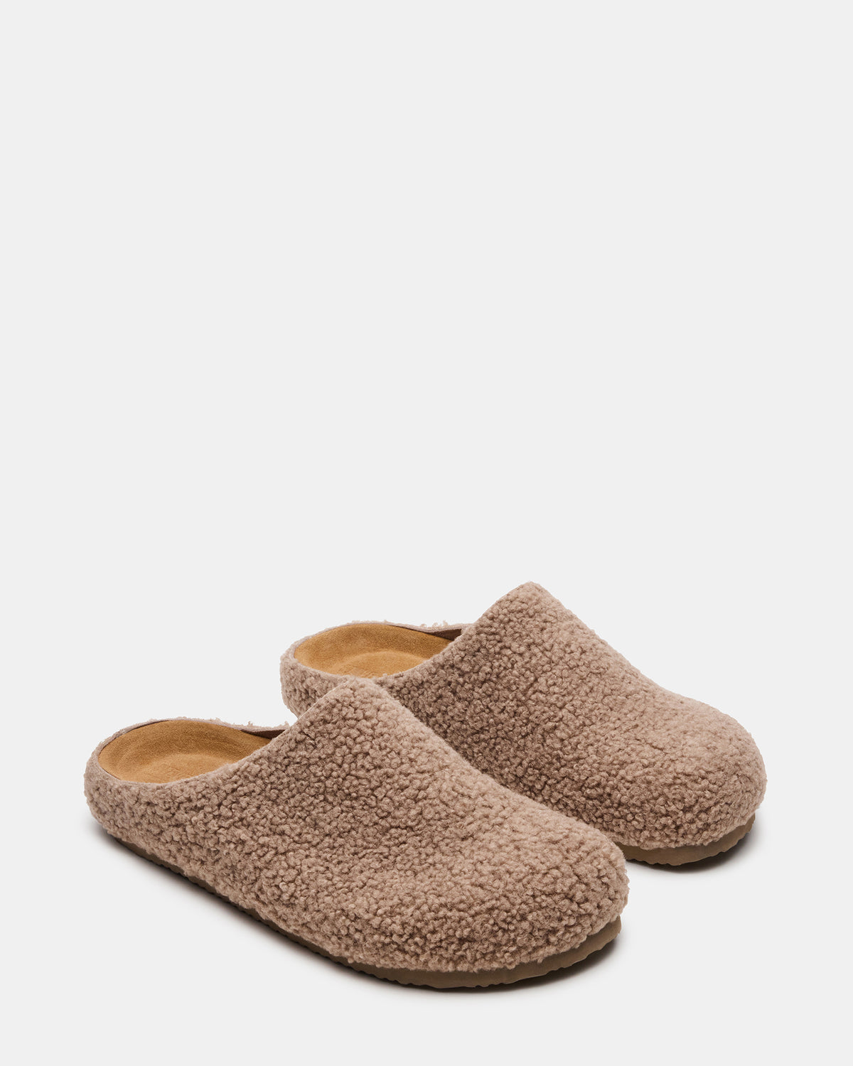 WENDELIN Taupe Faux Shearling Footbed Slip-On Men's Casual Clog - Steve Madden